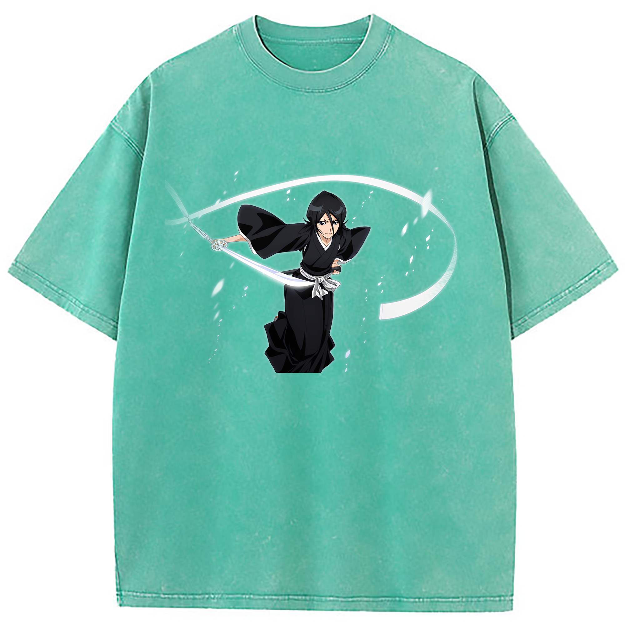 （画像用） ブリーチ 朽木ルキア BLEACH Kuchiki Rukia 綿100% ヴィンテージ風 半袖Tシャツ（フロントプリント）